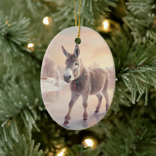 Baby Donkey Family Ornament, Donkey Lovers Gifts Ceramic Tree Decoration