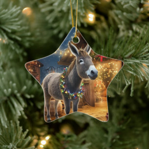 Baby Donkey Family Ornament, Donkey Lovers Gifts Ceramic Tree Decoration