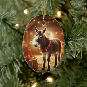 Baby Donkey Family Ornament, Donkey Lovers Gifts Ceramic Tree Decoration