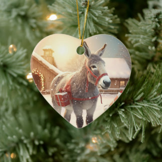 Baby Donkey Family Ornament, Donkey Lovers Gifts Ceramic Tree Decoration