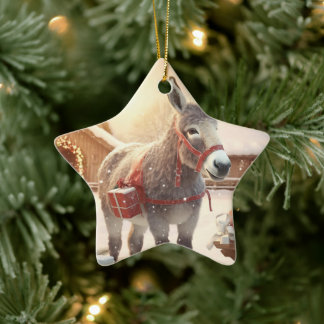 Baby Donkey Family Ornament, Donkey Lovers Gifts Ceramic Tree Decoration