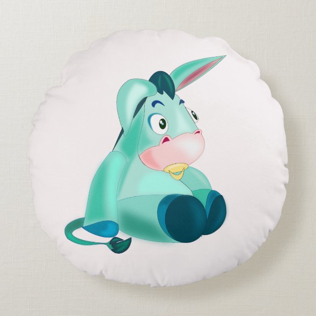Baby Donkey Funny Round Pillow (Front)