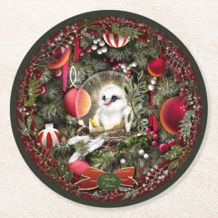 Baby Dove Round Paper Coaster
