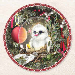 Baby Dove Round Paper Coaster