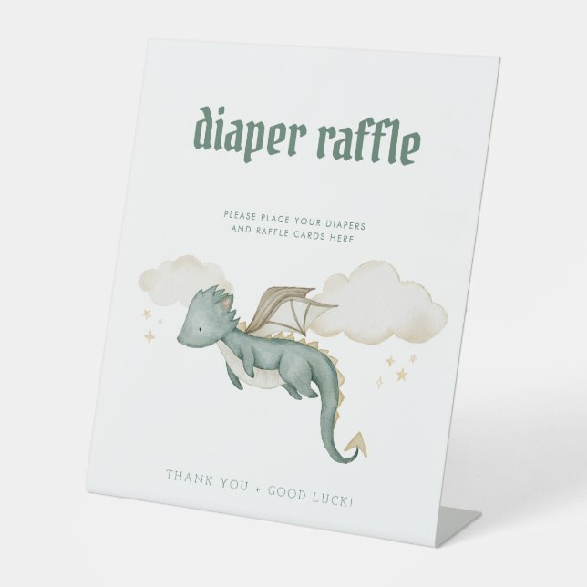 Baby Dragon Diaper Raffle Baby Shower Sign (Front)