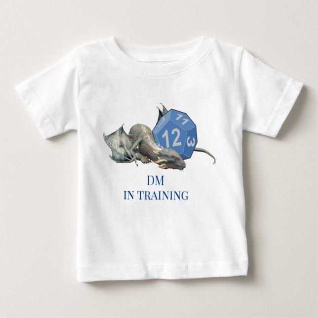 Baby Dragon DM in Training Dice Role Playing T-Shirt (Front)