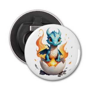Baby Dragon Fire Egg Fantasy Button  Bottle Opener