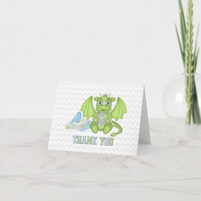 Baby Dragon Folded Thank You Card (Front)