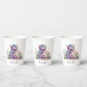 Baby Dragon Gender Reveal Party Paper Cups