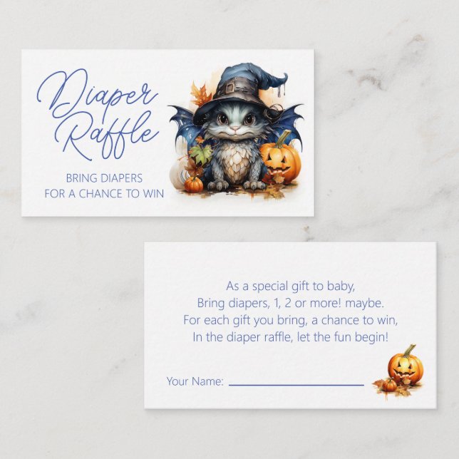 Baby Dragon Halloween Baby Shower Diaper Raffle  Enclosure Card (Front/Back)