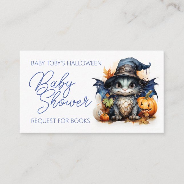 Baby Dragon Halloween Book Request Baby Shower Enclosure Card (Front)