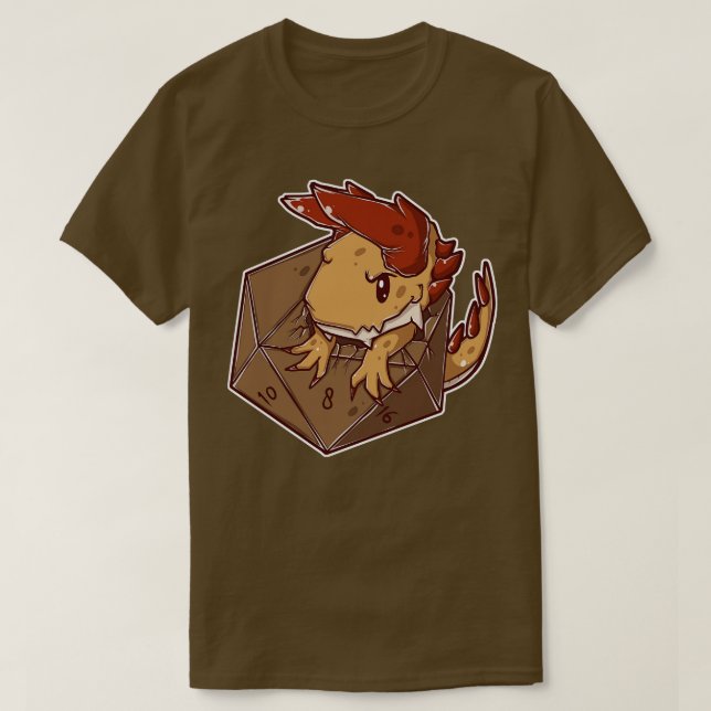 Baby Dragon Hatching From D20 T-Shirt (Design Front)