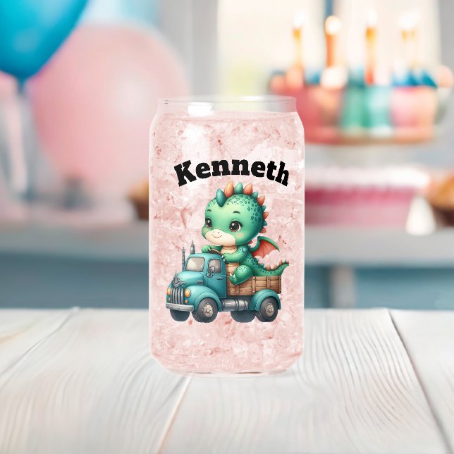 Baby dragon in a vintage truck can glass (Insitu (Baby Shower))