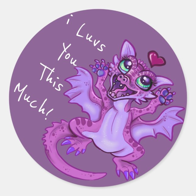Baby Dragon Love Classic Round Sticker (Front)