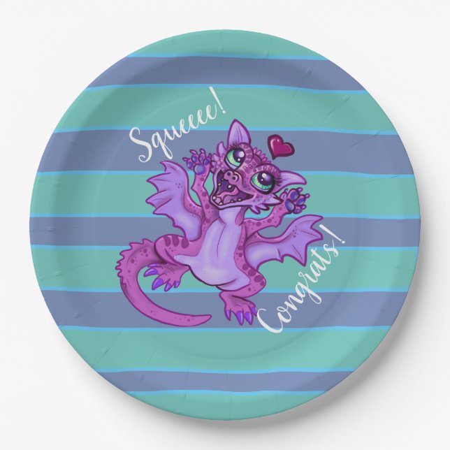 Baby Dragon Love Congrats Paper Plate (Front)