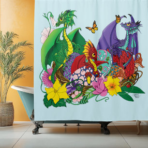 Baby Dragon Nest Fantasy Shower Curtain