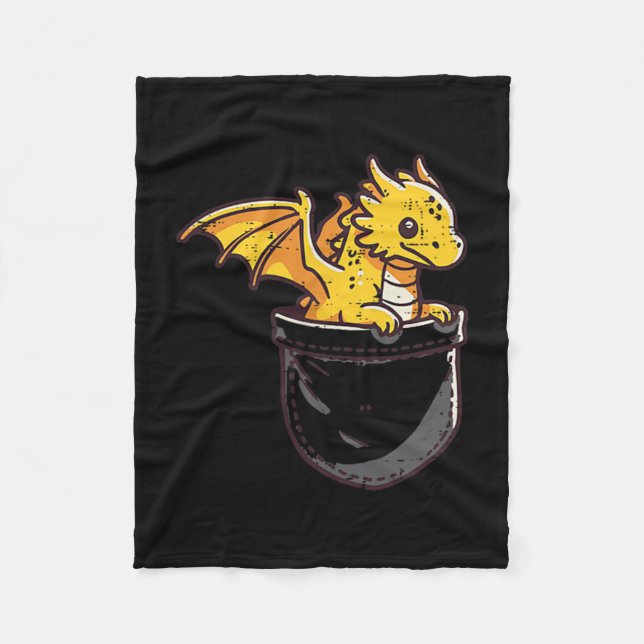 Baby Dragon Pocket Cute Fantasy Mythical Kids Men  Fleece Blanket (Front)