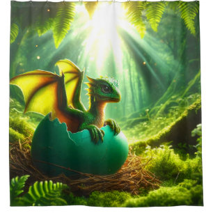 Baby Dragon Shower Curtain
