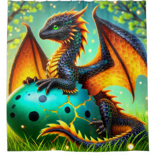 Baby Dragon Shower Curtain