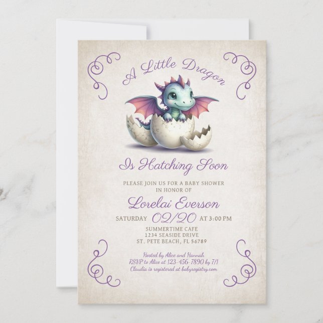 Baby Dragon Shower Invitation (Front)