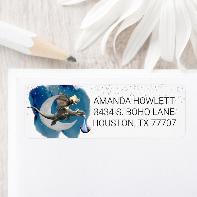 Baby Dragon Shower Return address  Label (Insitu)
