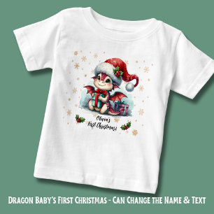 Baby Dragon + Snowflakes - Name First Christmas!   T-Shirt