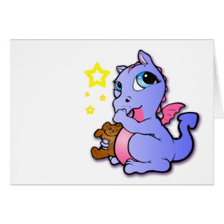 Baby dragon sucking its thumb - Purple - Card