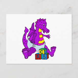 Baby Dragon with Blocks Postcard