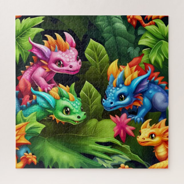 Baby Dragons and Greenery Jigsaw Puzzle (Vertical)