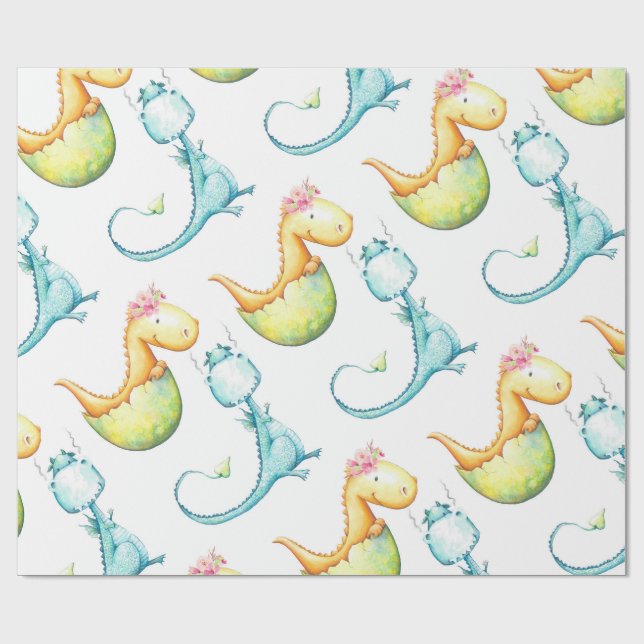 Baby Dragons Gift Wrapping Paper (Flat)