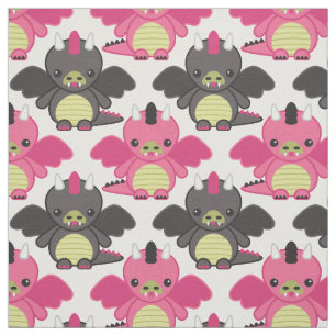 Baby Dragons - Pink & Black Pattern Fabric