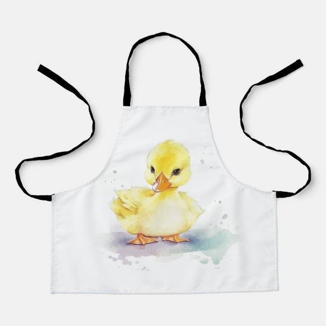 Baby Duck 2 Watercolor All-Over Print Apron (Front)