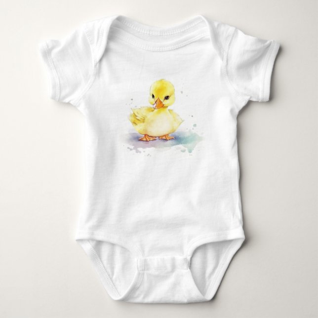 Baby Duck 2 Watercolor  Bodysuit (Front)