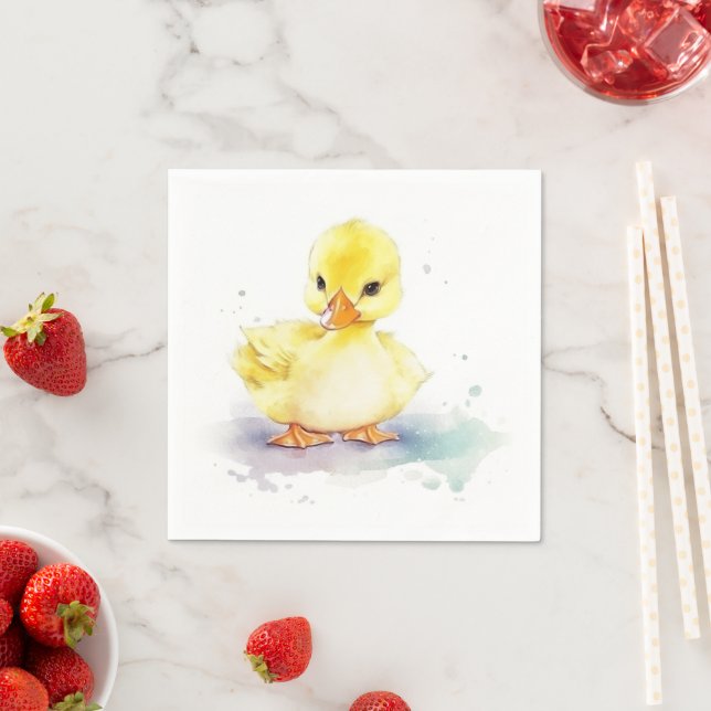 Baby Duck 2 Watercolor Paper Napkin (Insitu)