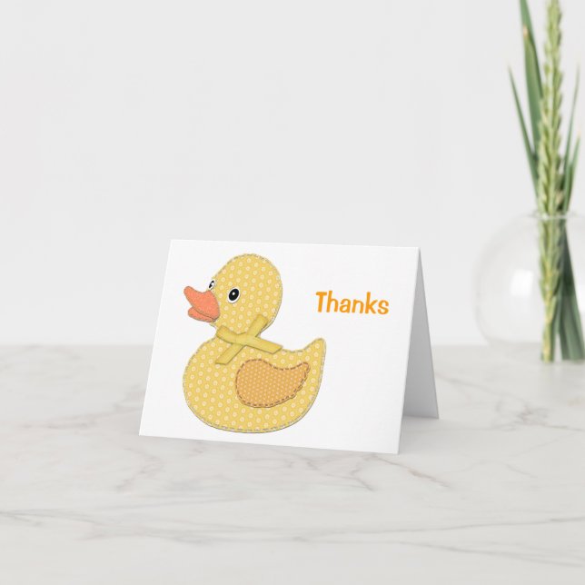 Baby Duck Applique Yellow, Thanks Thank You Card (Front)