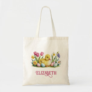 Baby Duck Personalised Easter Egg Hunt Tote Bag
