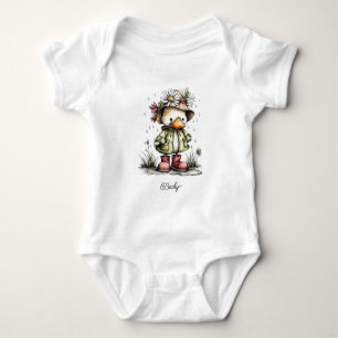 Baby Duck Playing in the Rain Bodysuit