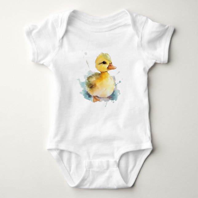 Baby Duck Watercolor  Bodysuit (Front)