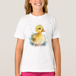 Baby Duck Watercolor Girl's Basic T-shirt