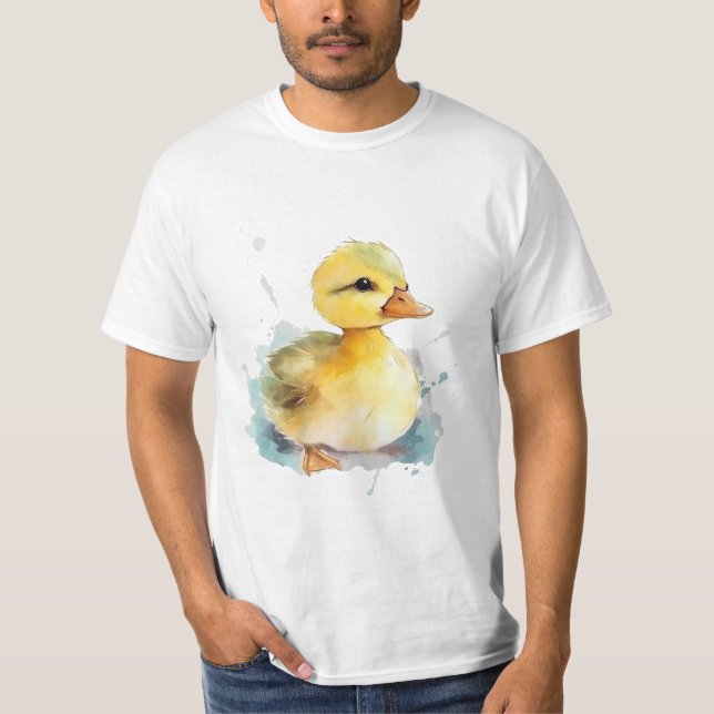 Baby Duck Watercolor Men's Basic T-Shirt (Front)