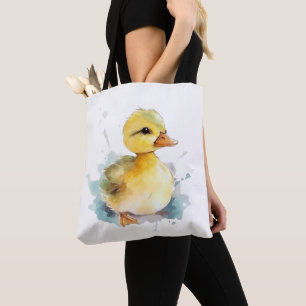 Baby Duck Watercolor Shoulder Tote