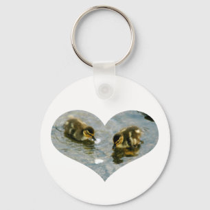 Baby Duckies Heart Keychain