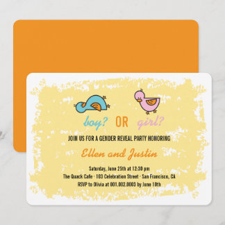 Baby Ducklings Boy Or Girl Gender Reveal Party Invitation