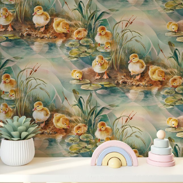 Baby Ducklings by the Pond Nursery Wallpaper (Creator Uploaded)