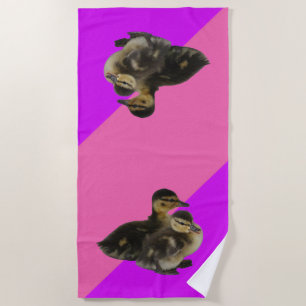 Baby Ducks on Pink Raspberry and Purple Sorbet Beach Towel