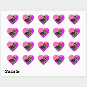 Baby Ducks on Pink Raspberry and Purple Sorbet Heart Sticker