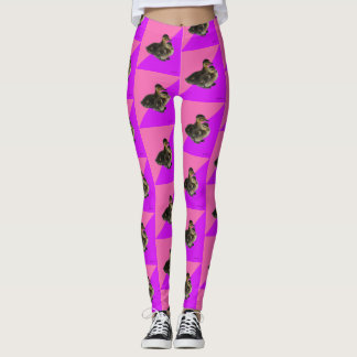 Baby Ducks on Pink Raspberry and Purple Sorbet Leggings