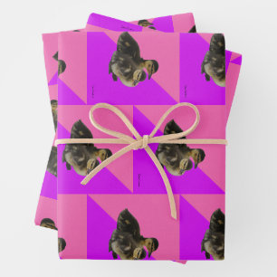 Baby Ducks on Pink Raspberry and Purple Sorbet Wrapping Paper Sheet