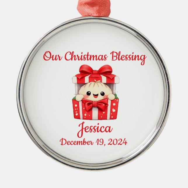 Baby Dumpling Christmas Metal Tree Decoration (Front)