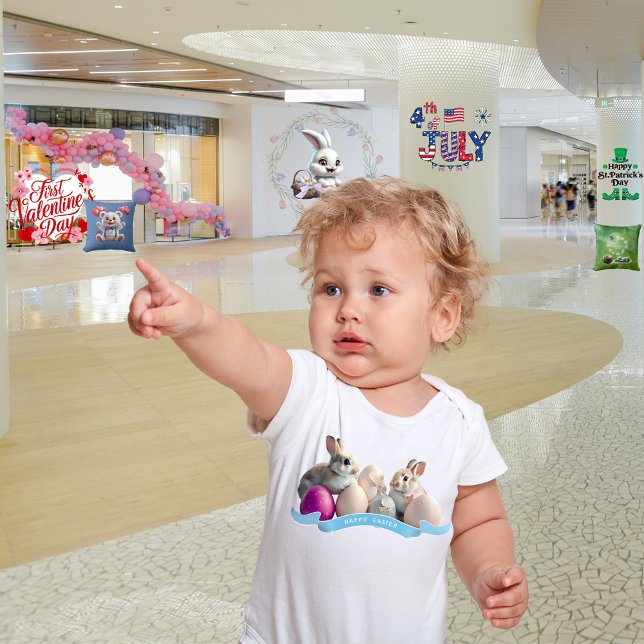 Baby Easter Bodysuit Two Rabbits & Easter Eggs (Creator Uploaded)